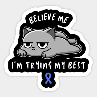 CFS Warrior Cat With Awareness Ribbon Sticker